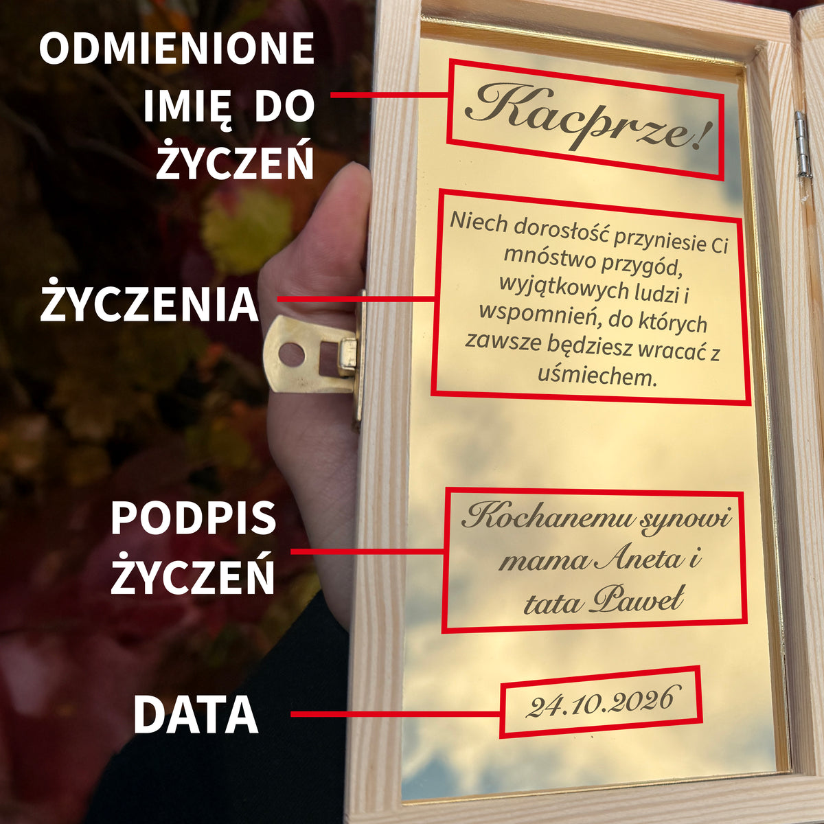 Pudełko z życzeniami: Pamiątka 18. urodzin